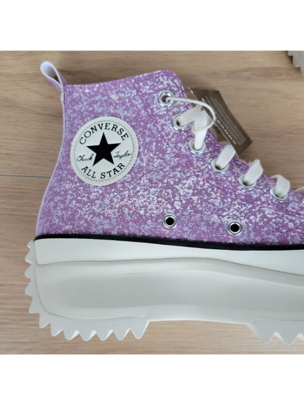 ⭐Converse Run Star Hike Hi 5.5 Mens Shoes Sneaker Purple Glitter Snekaer A10096C - Picture 6 of 10